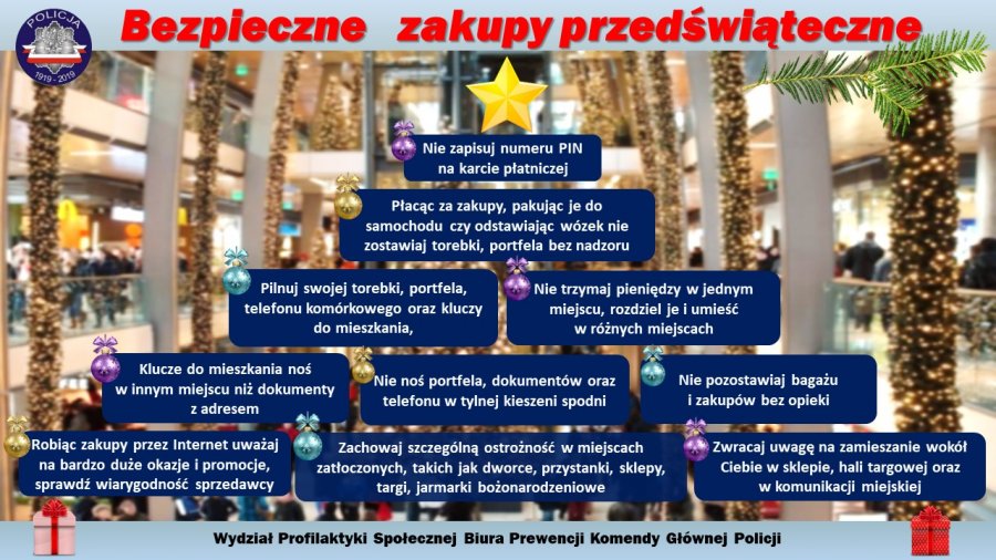 grafika przedstawiająca zasady bezpiecznych zakupów opisane w tekście