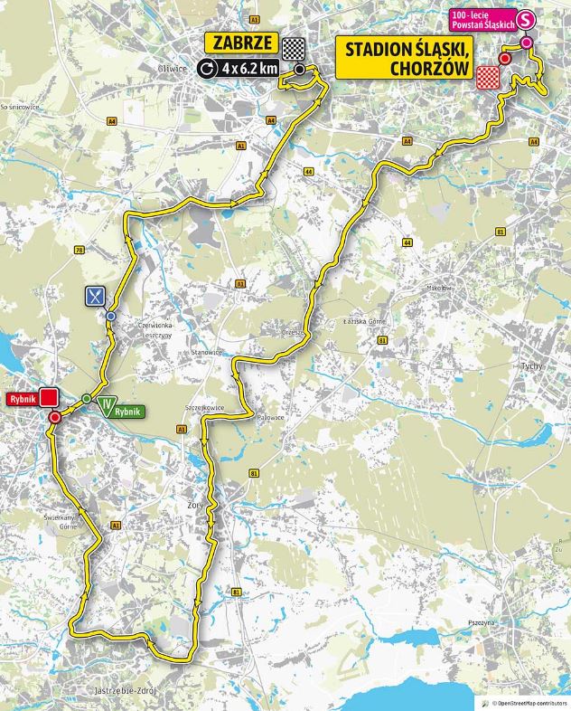 mapa 3 etapu tour de pologne 2019