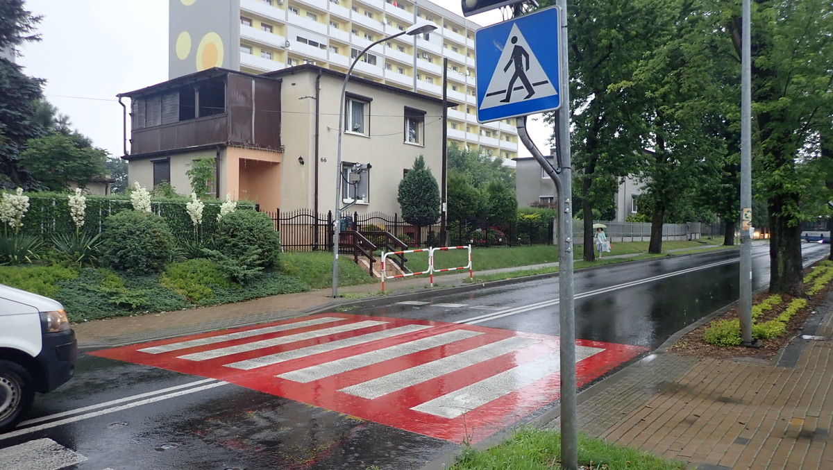 Rybnik, ulica Zebrzydowicka. Miejsce potrącenia pieszej.