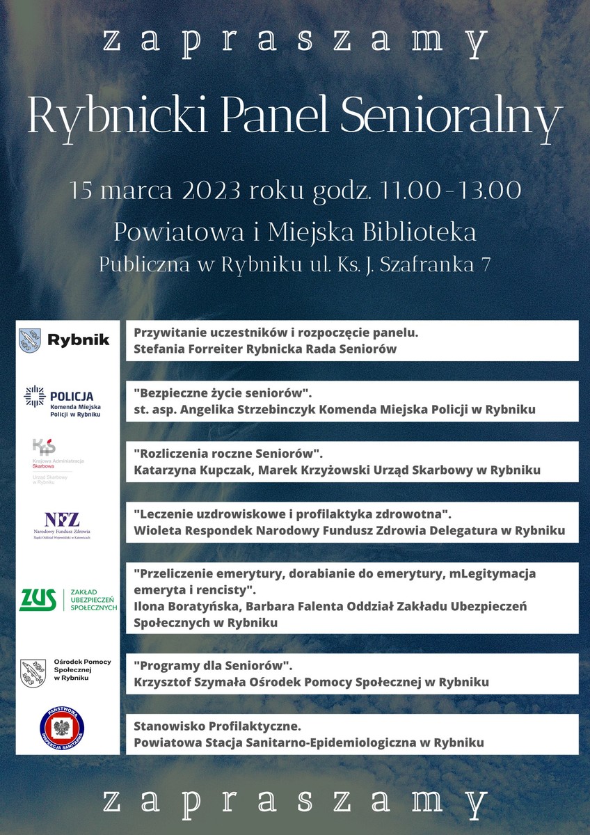 Plakat - Rybnicki Panel Senioralny - zaproszenie. 