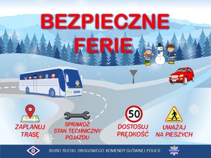 Plakat &quot;Bezpieczne ferie&quot;.