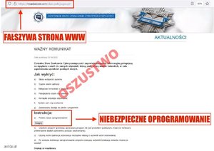 Informacja dotycząca oszustwa na stronie komendy.
