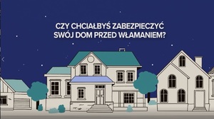 Animacja na której widnieje napis &quot;Czy chciałbyś zabezpieczyć swój dom przed włamaniem?