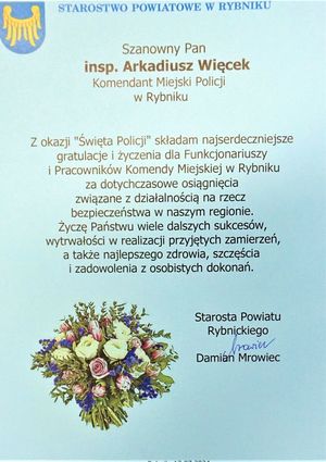 Życzenia z okazji Święta Policji.