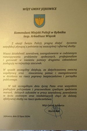 Życzenia z okazji Święta Policji.