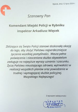 Życzenia z okazji Święta Policji.