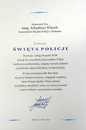 Życzenia z okazji Święta Policji.