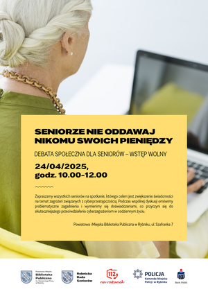 Plakat Seniorze nie oddawaj nikomu swoich pieniędzy