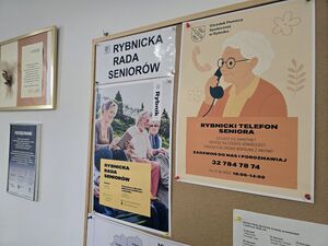 Na zdjęciu plakaty z rybnickiej rady seniorów.